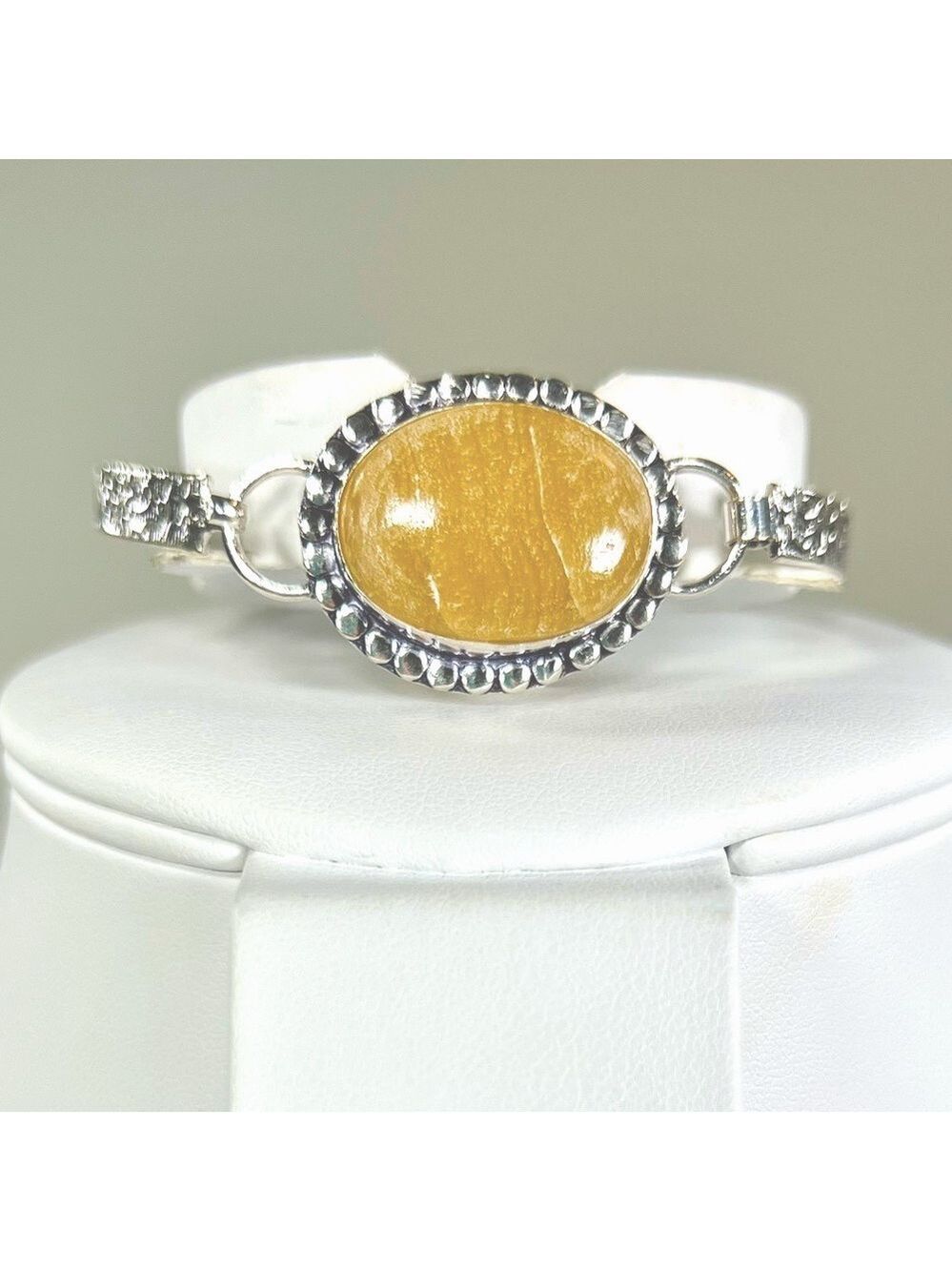 Yellow Lace Agate 925 Gemstone Bangle Bracelet